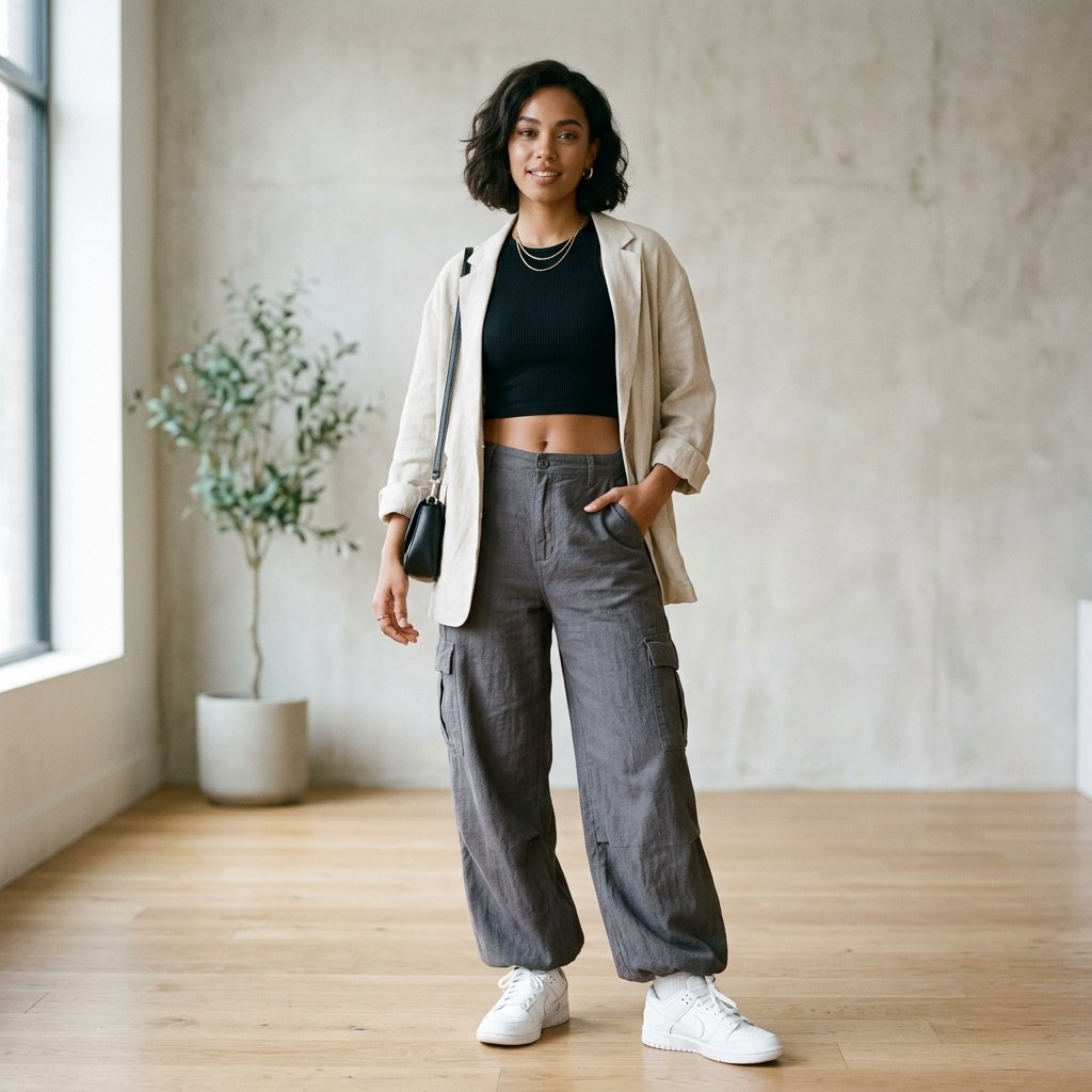 32 Best Baggy Pants Outfit Ideas for Every Vibe & Season 6 Baggy Pants and Crop Top Outfit Ideas