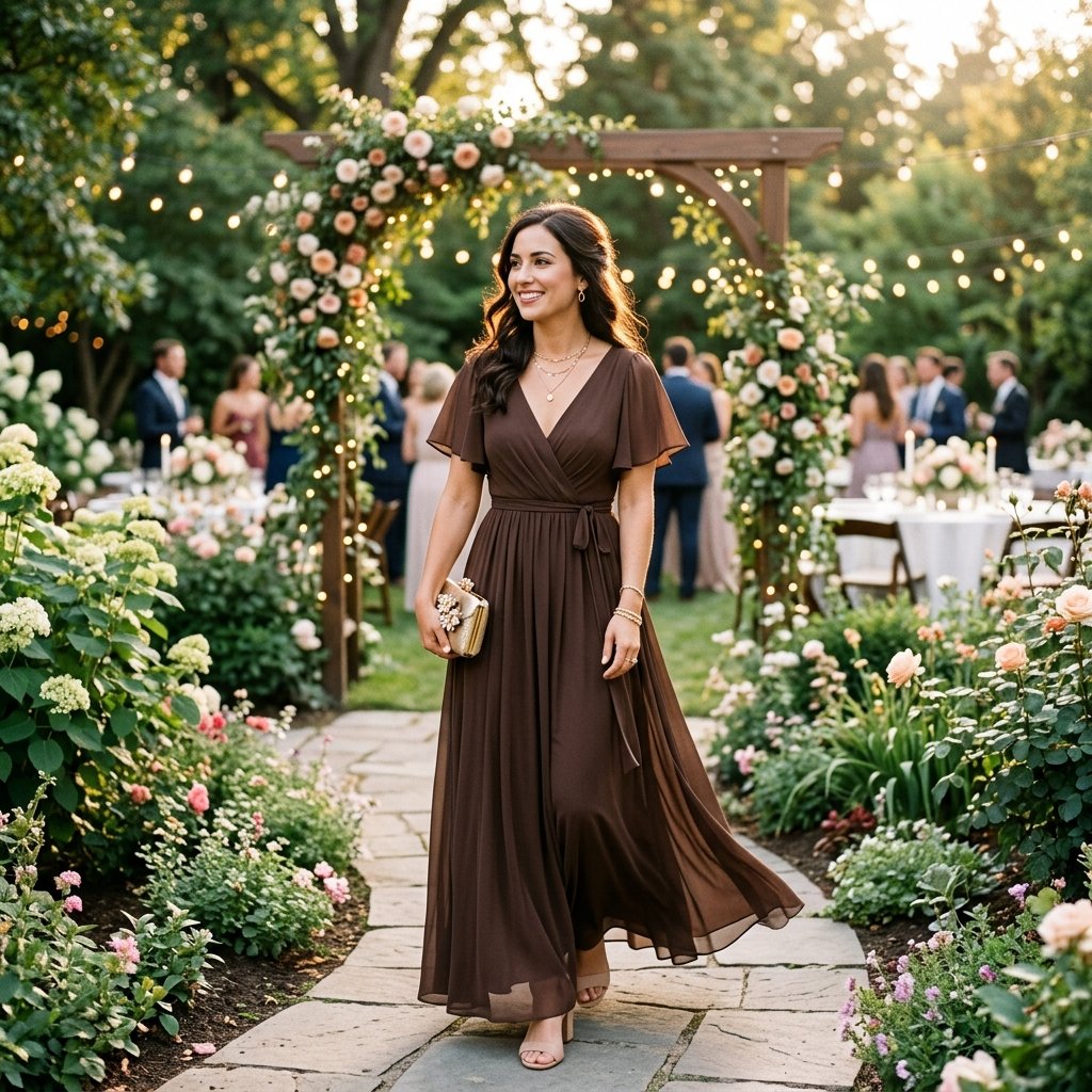 Chocolate Brown Wedding Guest Outfit Ideas