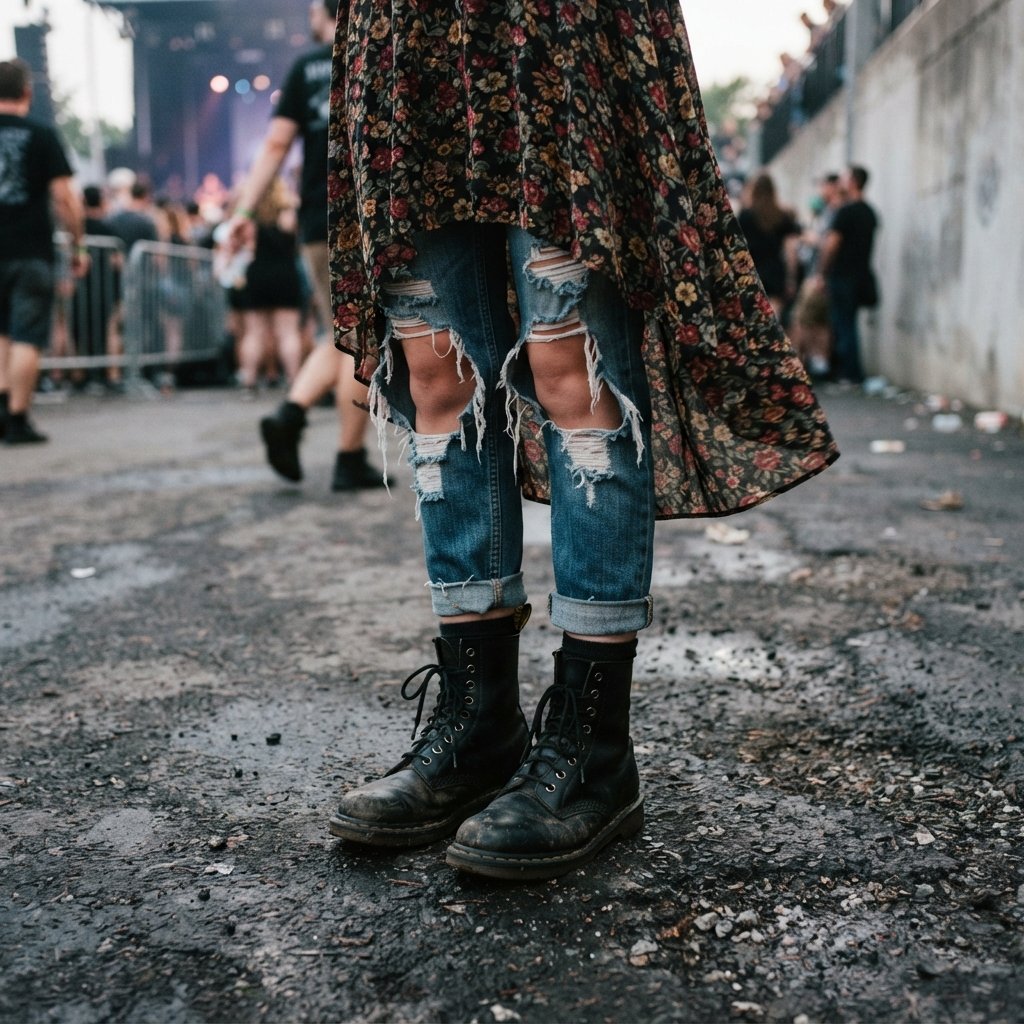 Combat Boots Concert Outfit Idea