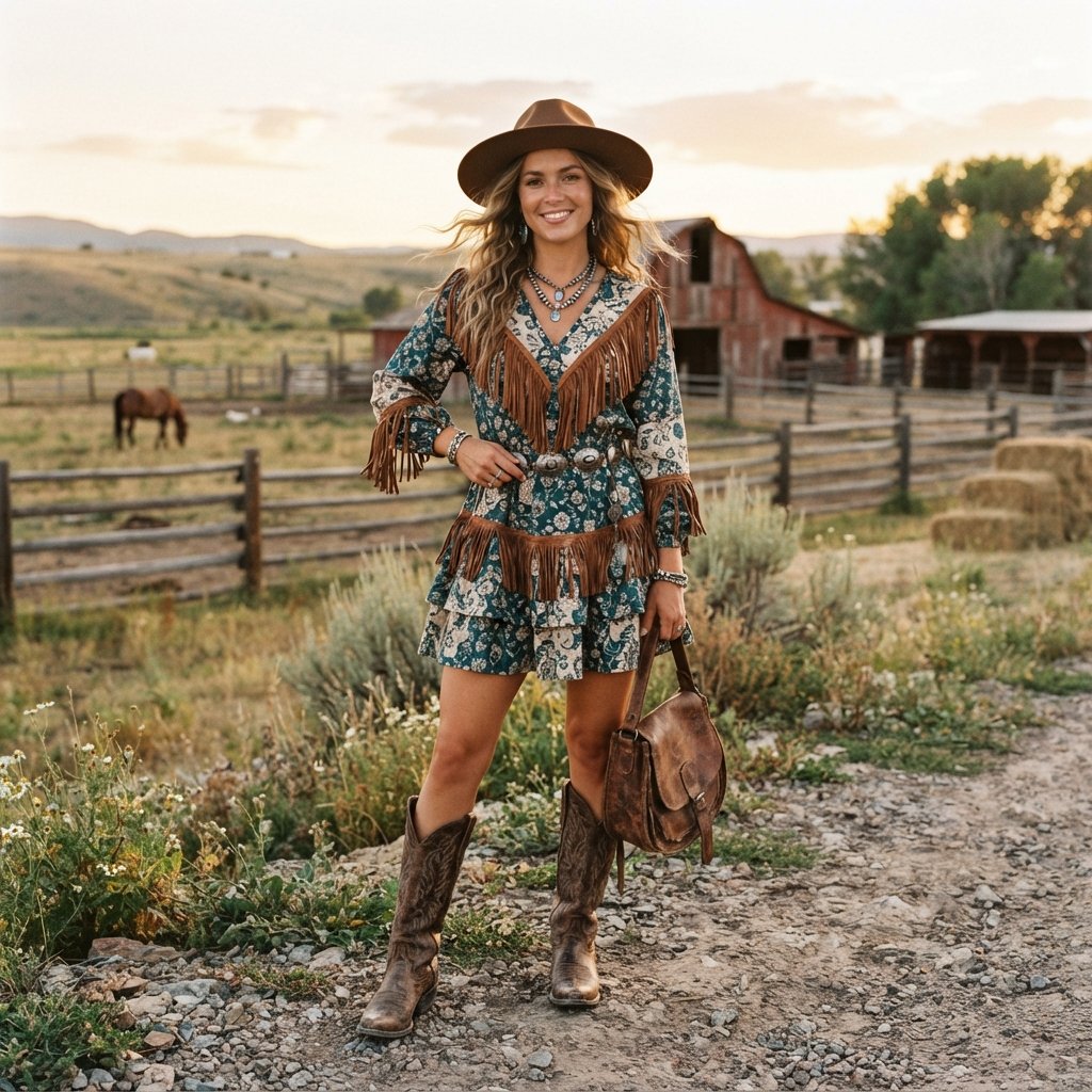 Cowgirl Outfit Ideas: 31 Ways to Style Your Western Look 14 Cowgirl Dress Outfit Ideas