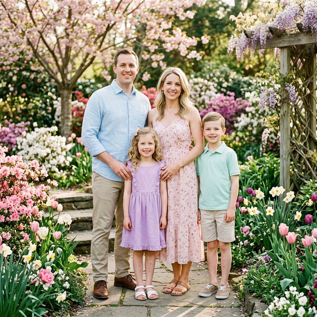 Spring Garden Family Photo Outfit Ideas