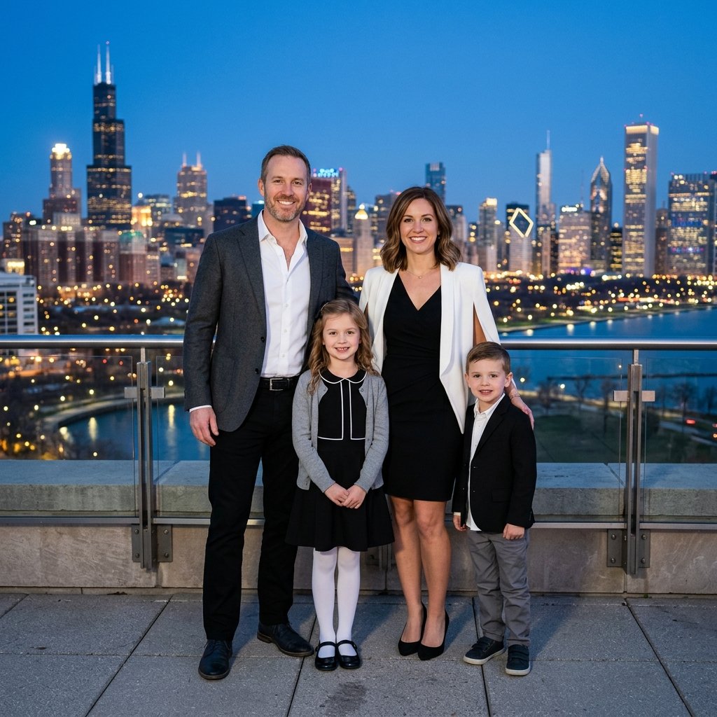 City Skyline Family Photo Outfit Idea