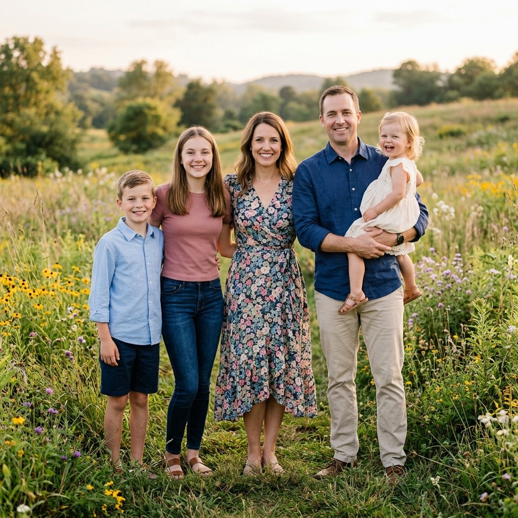 Floral Print Family Photo Outfit Idea