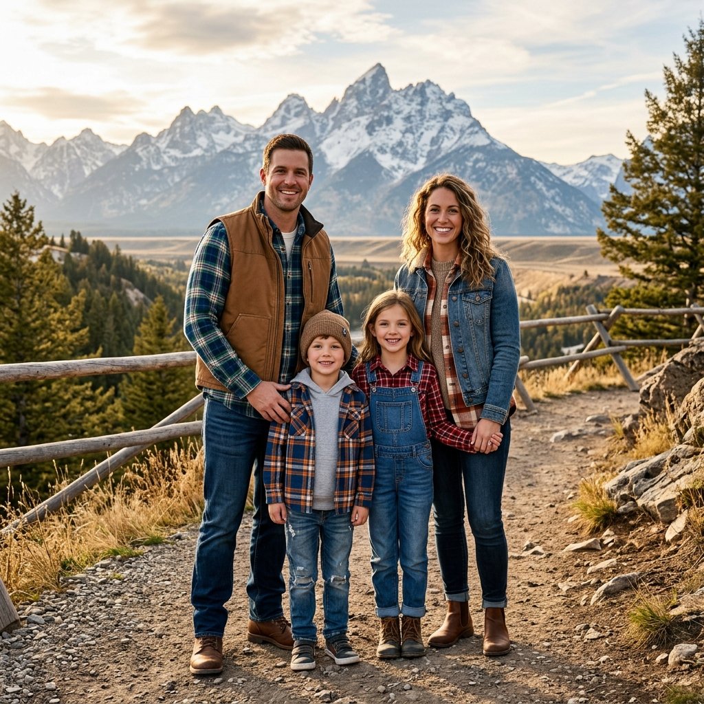 Mountain Backdrop Family Photo Outfit Ideas