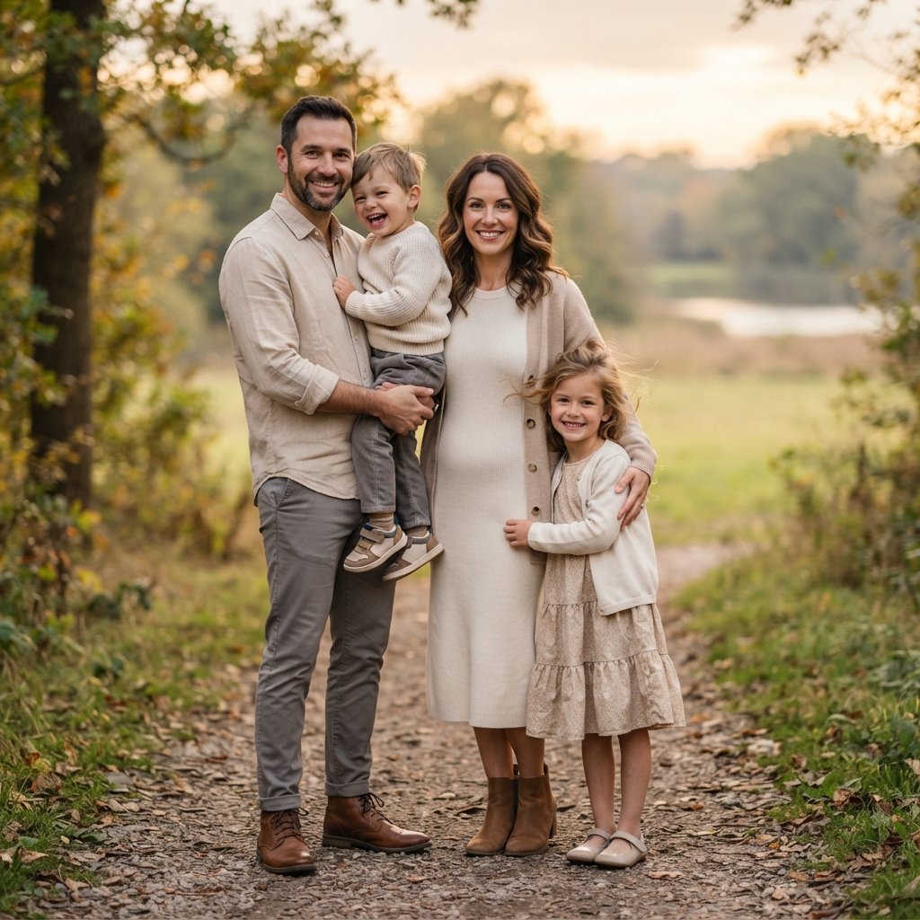 Neutral Tone Family Photo Outfit Idea