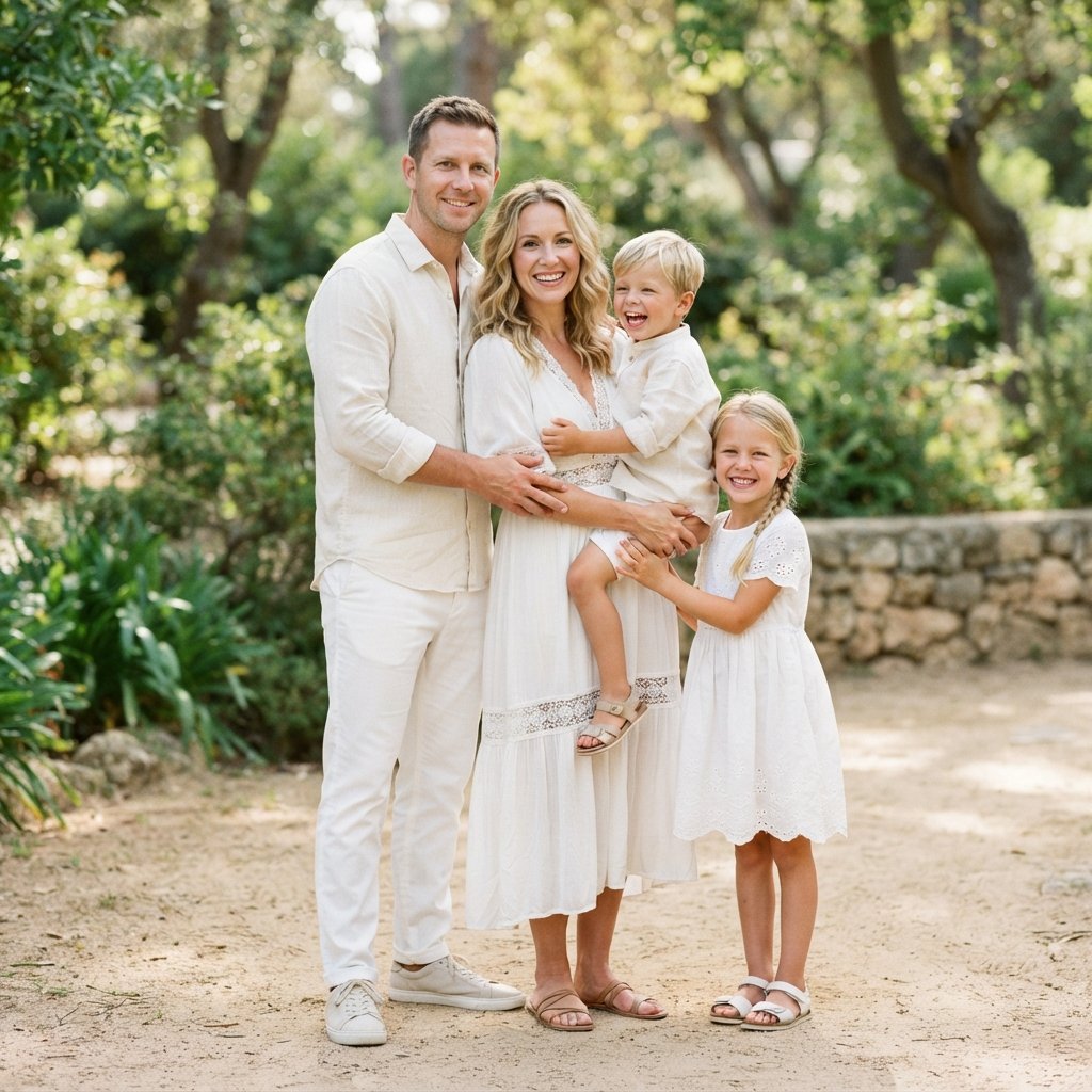White and Cream Family Photo Outfit Idea