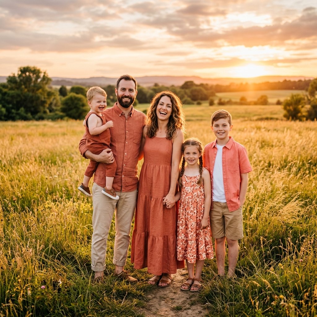Summer Sunset Family Photo Outfit Ideas