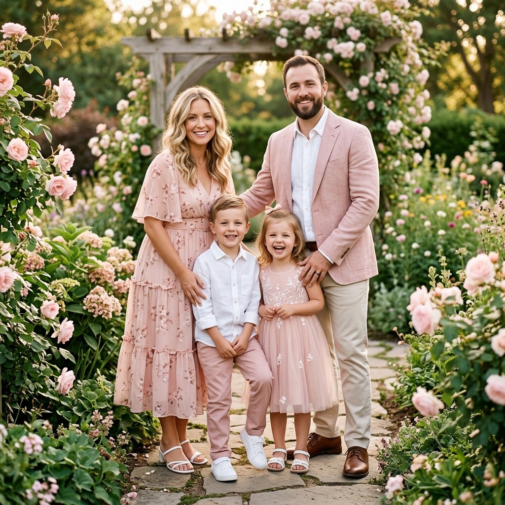 Blush Pink Family Photo Outfit Idea