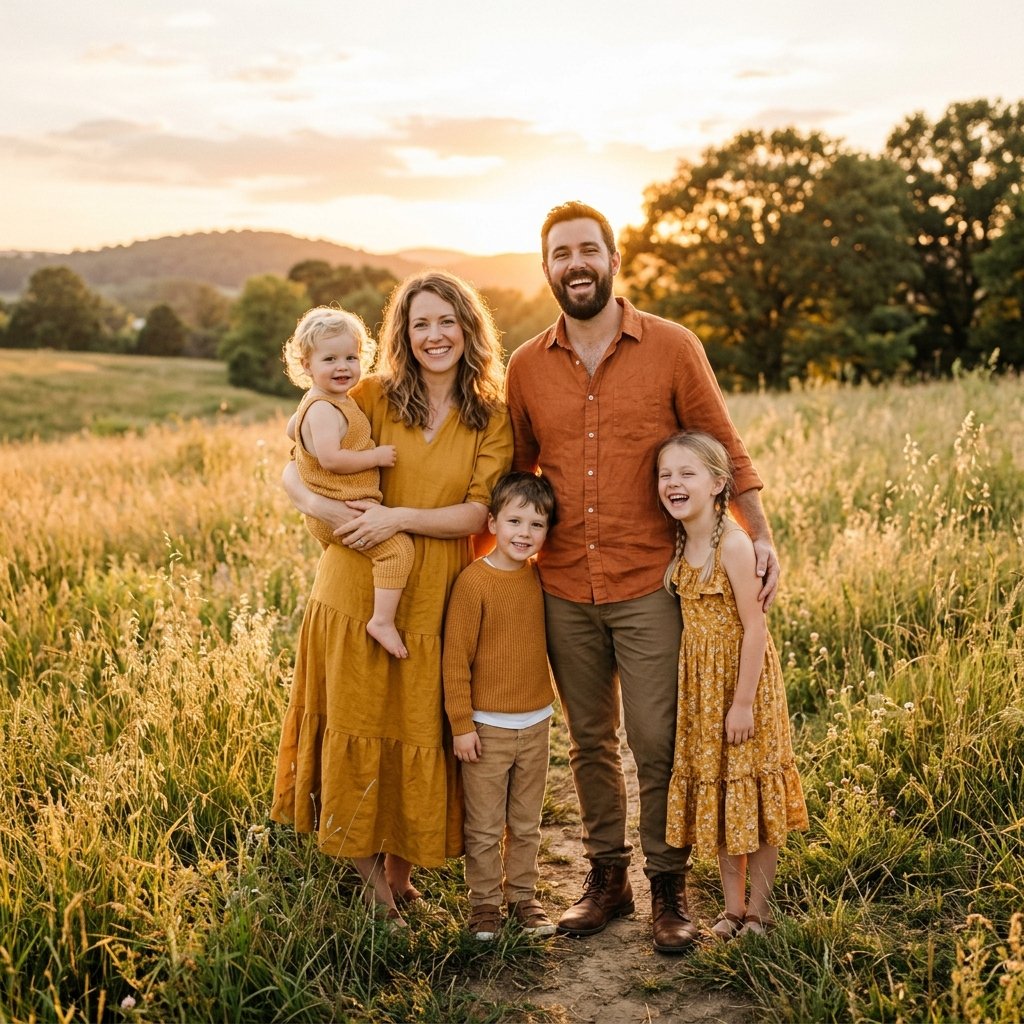 Golden Hour Family Photo Outfit Ideas