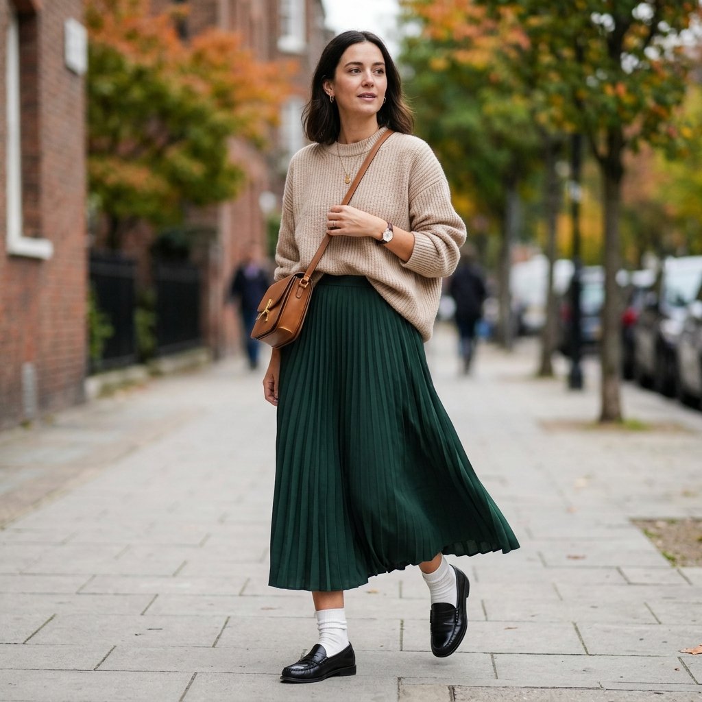 Long Skirt and Loafers Outfit Ideas