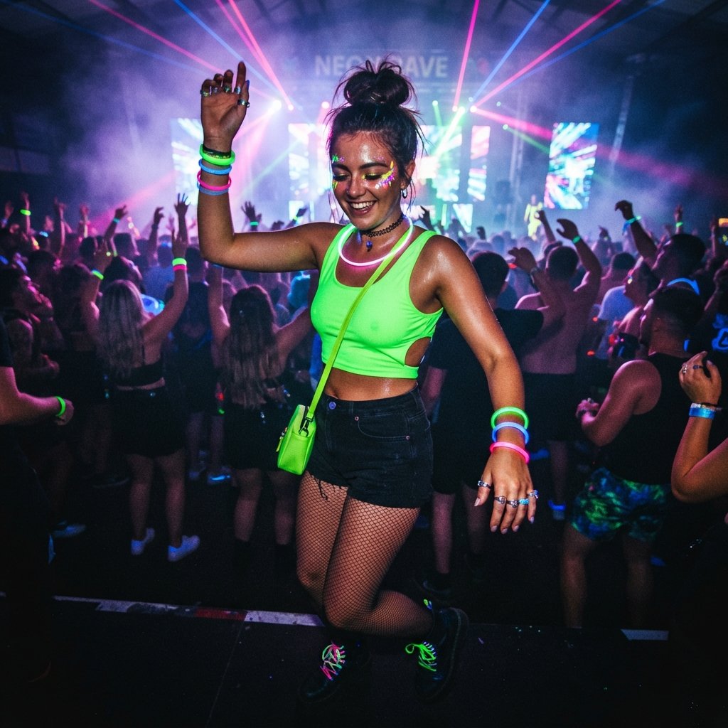 Concert Neon Rave Outfit Idea