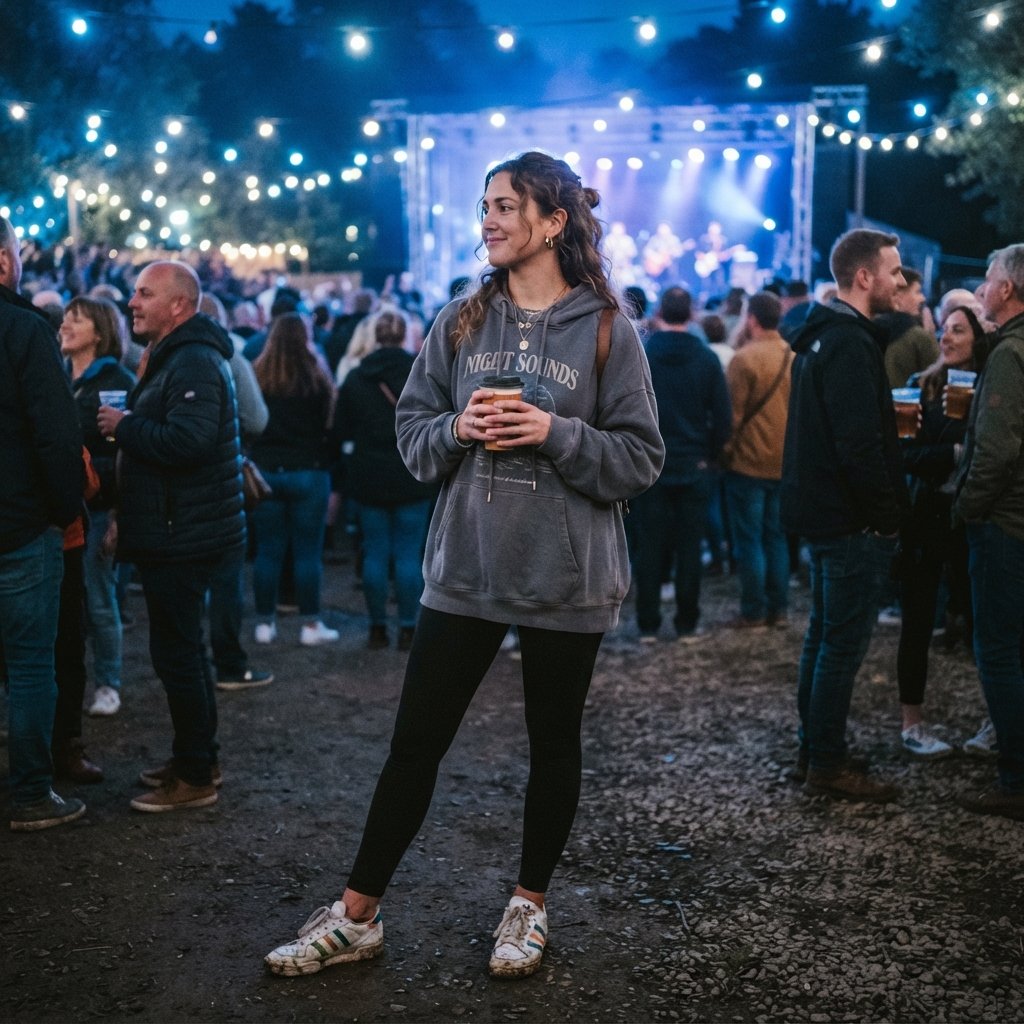 Oversized Hoodie Concert Outfit Idea