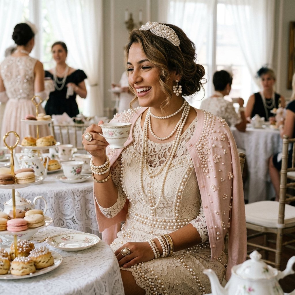 34 Stunning Tea Party Outfit Ideas: Dreamy Looks for Every Occasion 36 Pearl and Jewelry Tea Party Outfit Ideas