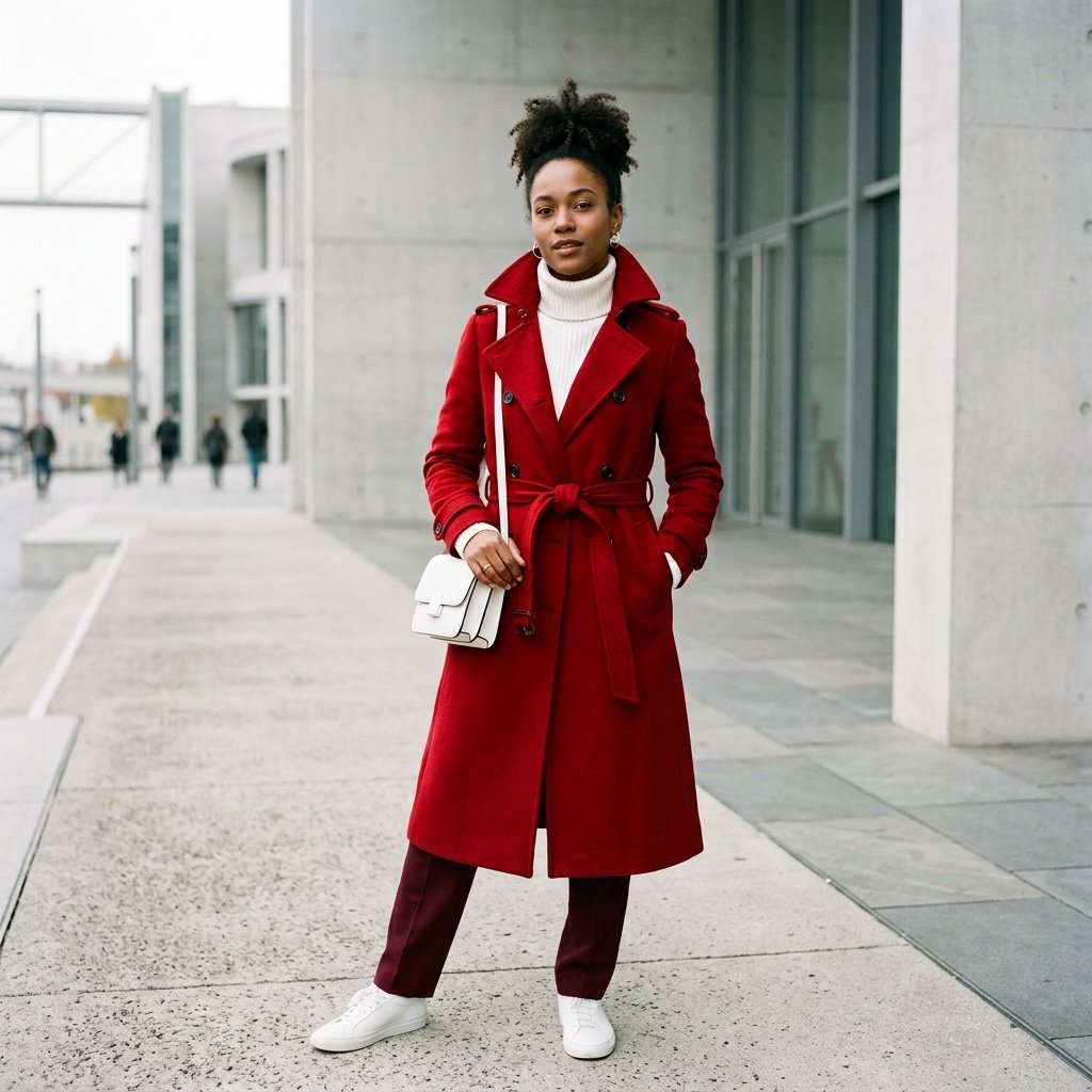 Monochrome Red and White Outfit Ideas Layering Idea