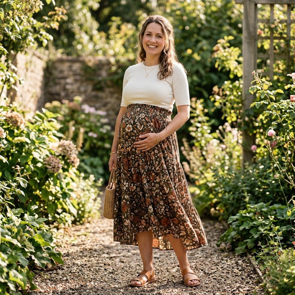 Skirt and Top Pregnancy Outfit Ideas