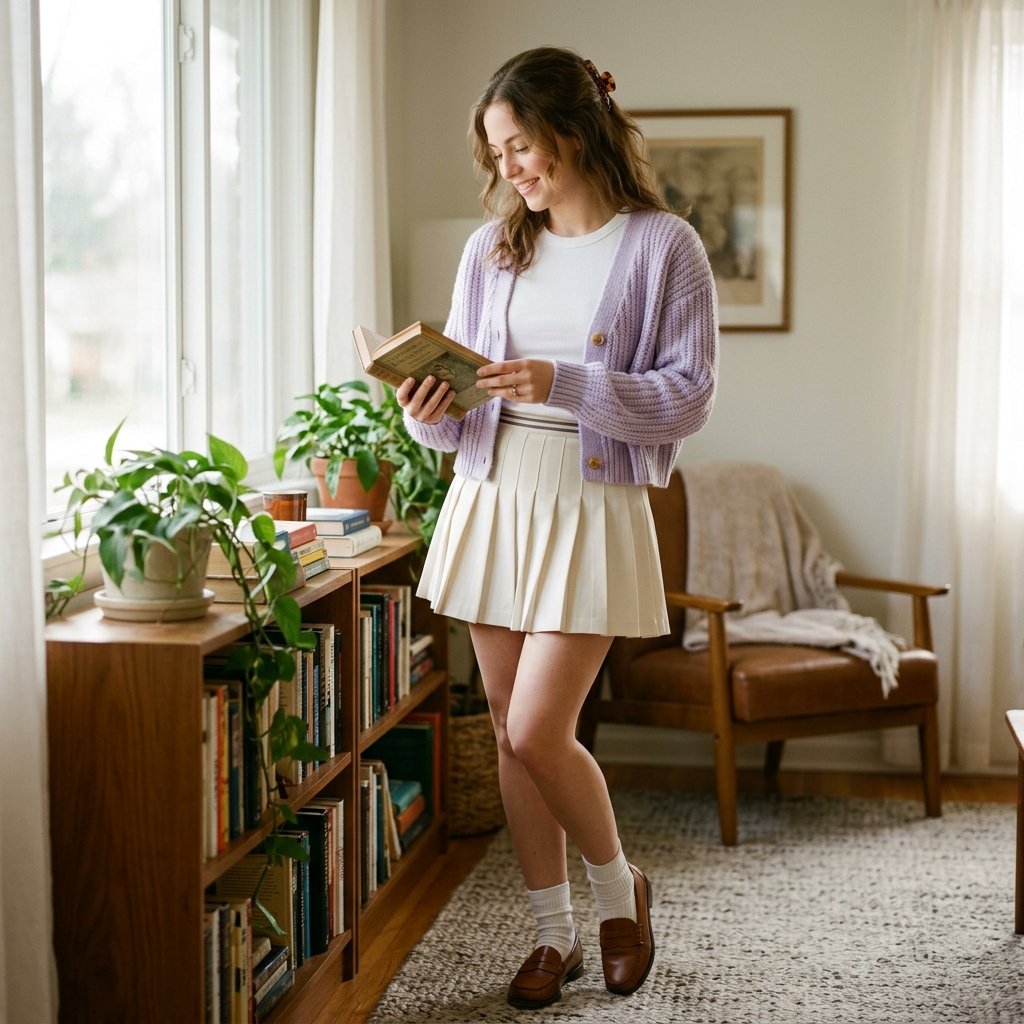 Tennis Skirt Outfit With a Cardigan