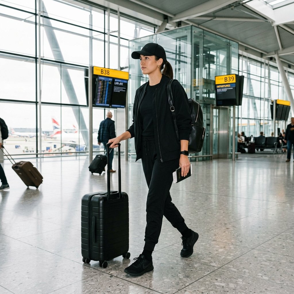 30 Airport Outfits Ideas for Every Kind of Traveler 3 All Black Airport Outfits Ideas
