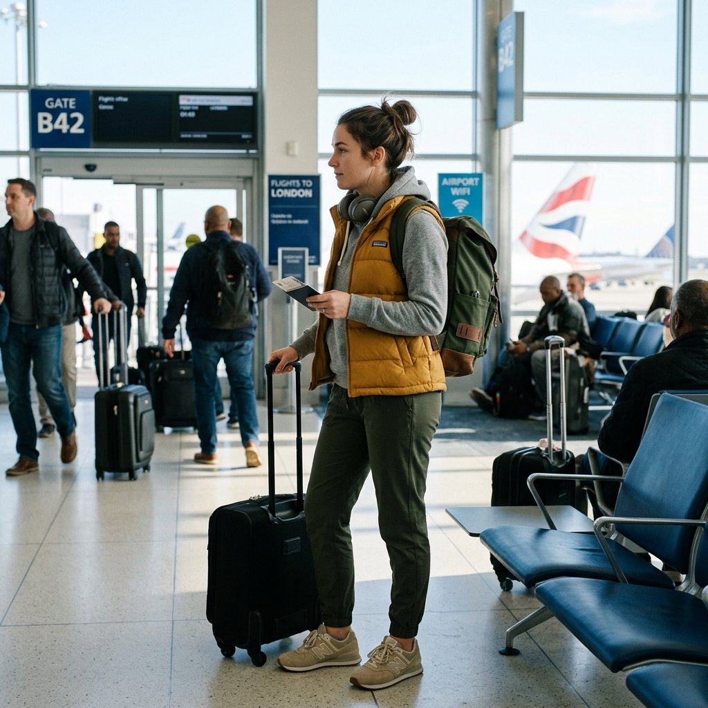 30 Airport Outfits Ideas for Every Kind of Traveler 10 Puffer Vest Airport Outfit Ideas