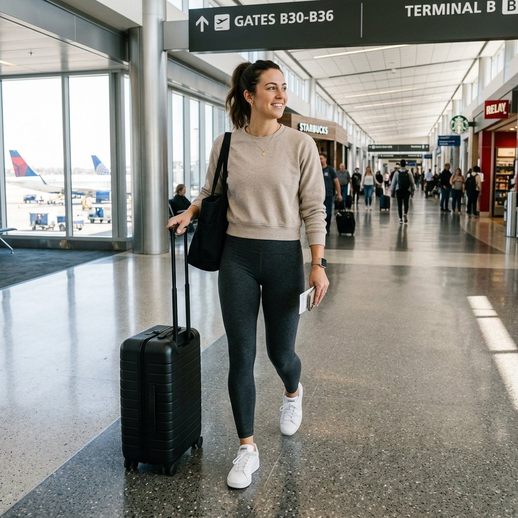 30 Airport Outfits Ideas for Every Kind of Traveler 4 Athleisure Airport Outfit Ideas