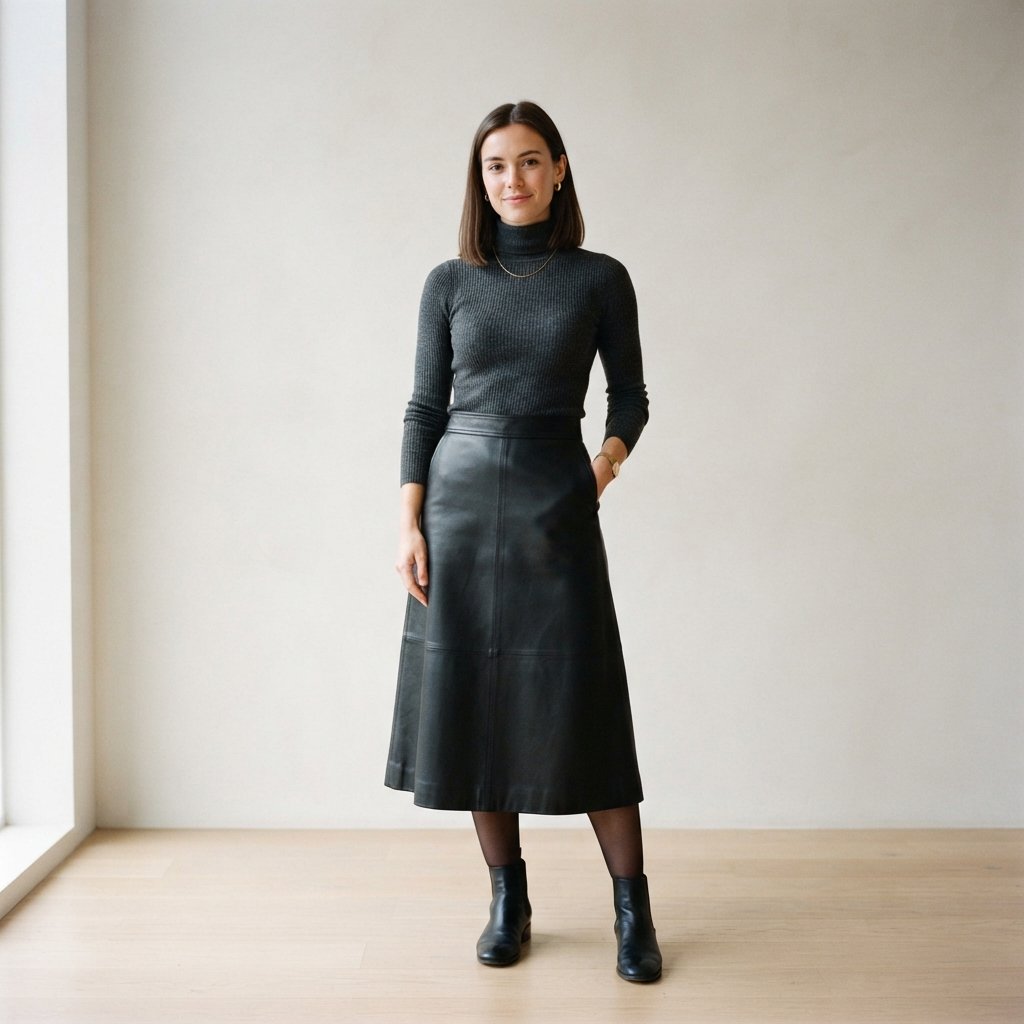 Leather Skirt and Turtleneck Ideas