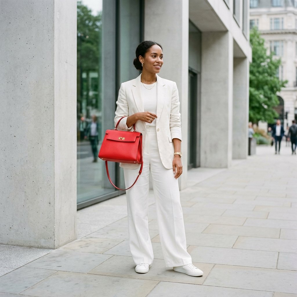 Red and White Handbag Pairing Idea