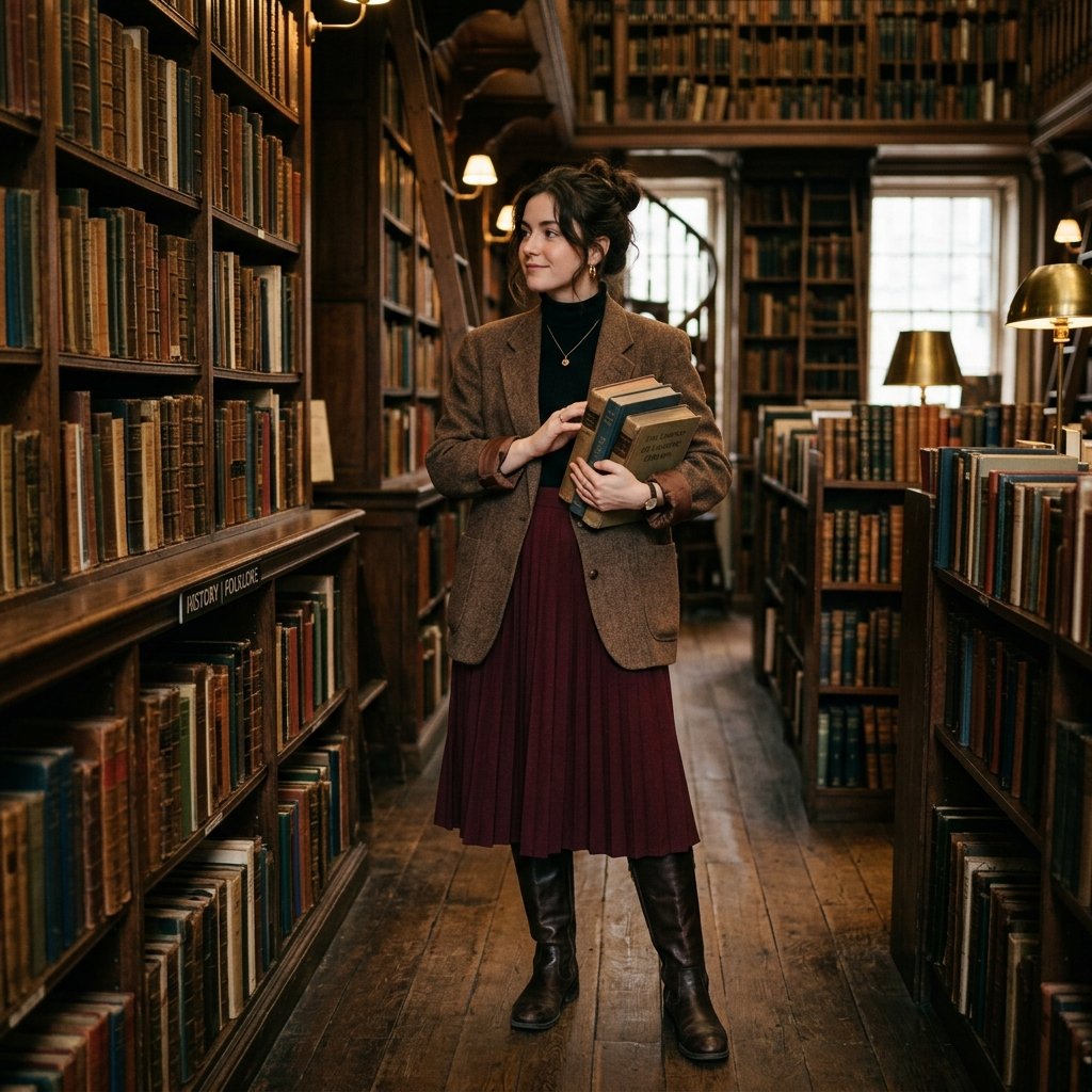 Dark Academia Pleated Skirt Outfits Ideas