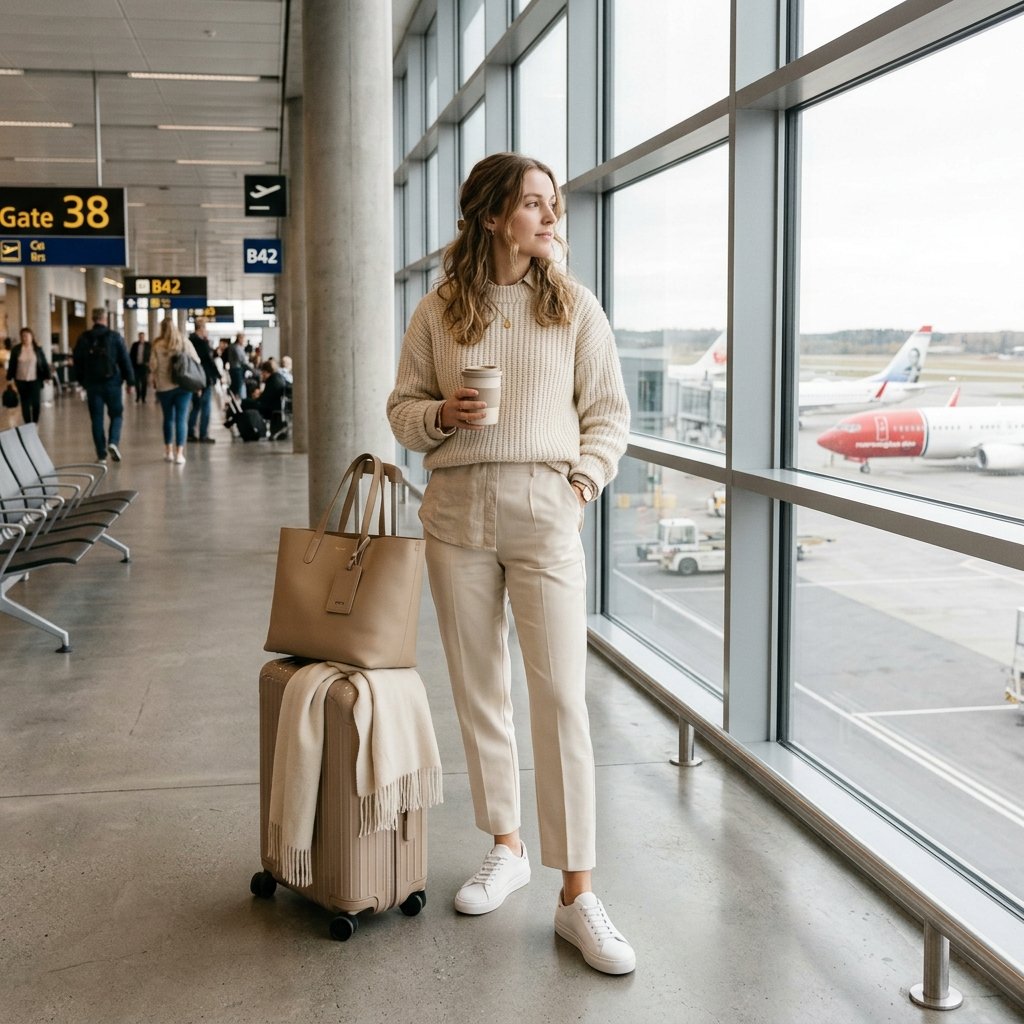 30 Airport Outfits Ideas for Every Kind of Traveler 5 Neutral Tone Airport Outfit Ideas