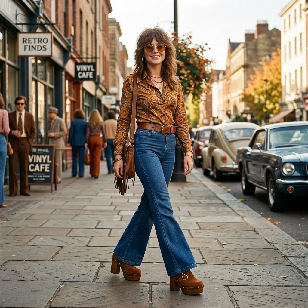Flare Jeans and Platform Shoes Outfit Ideas