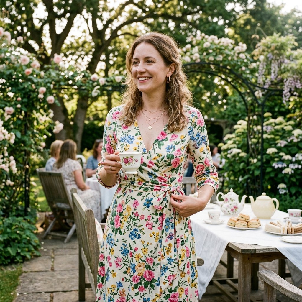 34 Stunning Tea Party Outfit Ideas: Dreamy Looks for Every Occasion 30 Wrap Dress Tea Party Outfit