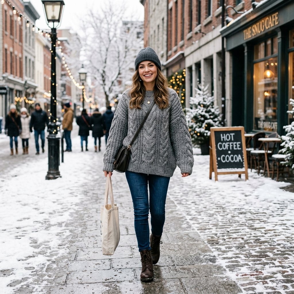 32 Cute Sweater Outfit Ideas: Cozy Inspo for Fall & Winter 8 Chunky Knit Sweater Outfit