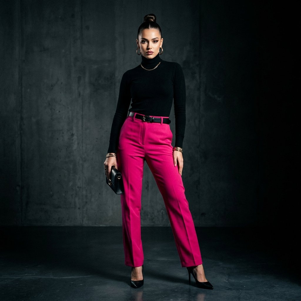 Pink Pants and Black Top Outfit Ideas