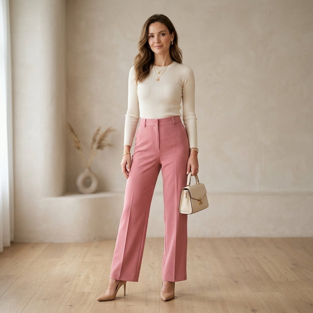 Pink Pants Outfit with Heels