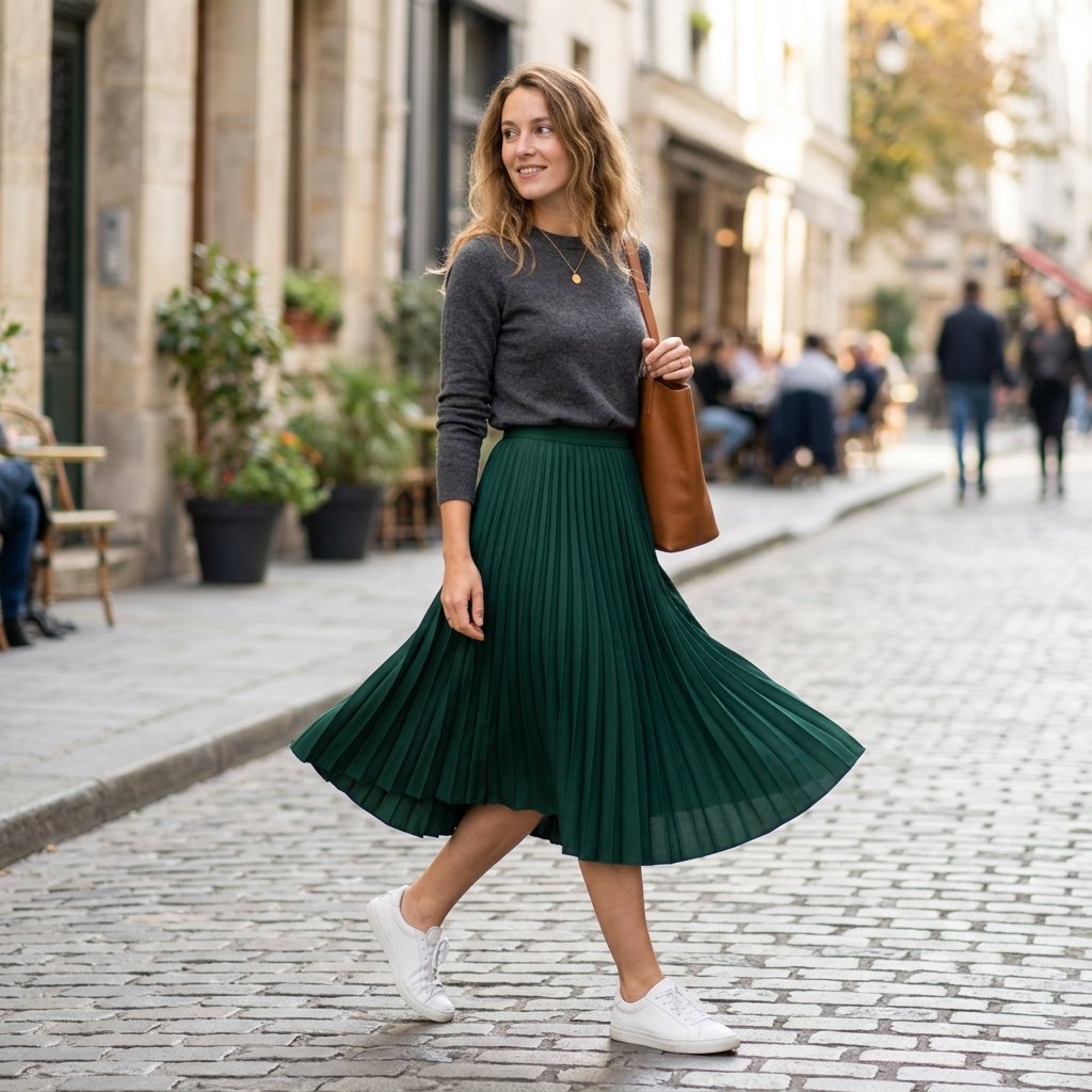 Pleated Midi Skirt Modest Outfits Idea