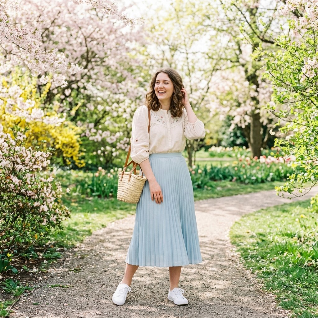 Spring Pleated Skirt Outfit Ideas