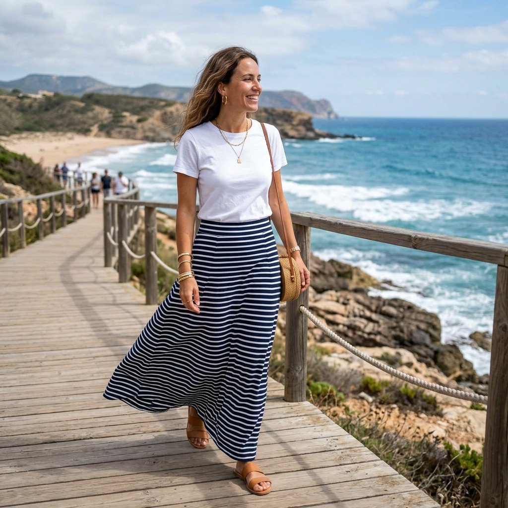 Striped Maxi Skirt Outfit Ideas