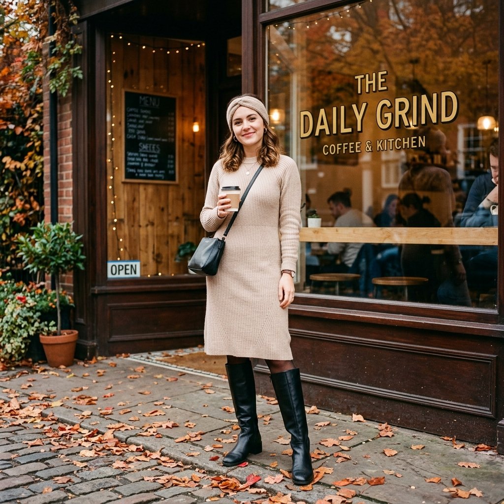 Knee High Boots with Sweater Dress Ideas