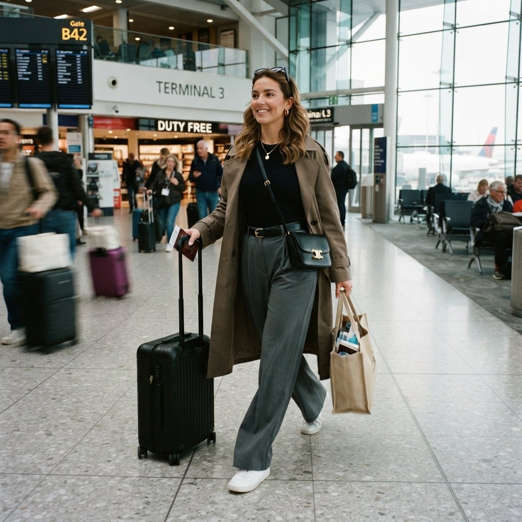 30 Airport Outfits Ideas for Every Kind of Traveler 7 Wide Leg Pants Airport Outfit Ideas