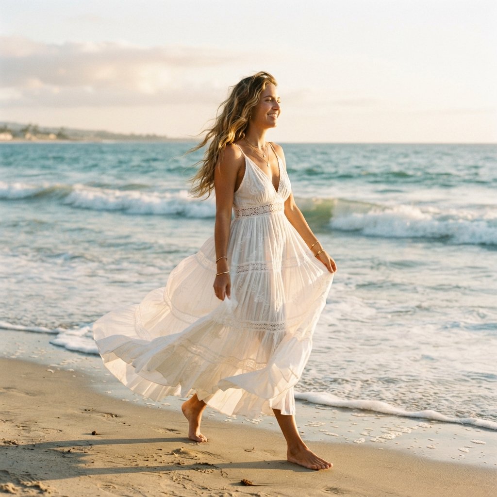Flowy Maxi Dress Beach Outfit Idea