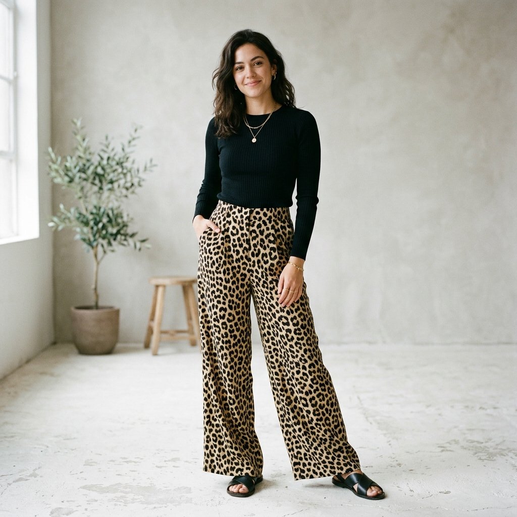 Animal Print Wide-Leg Pants Ideas