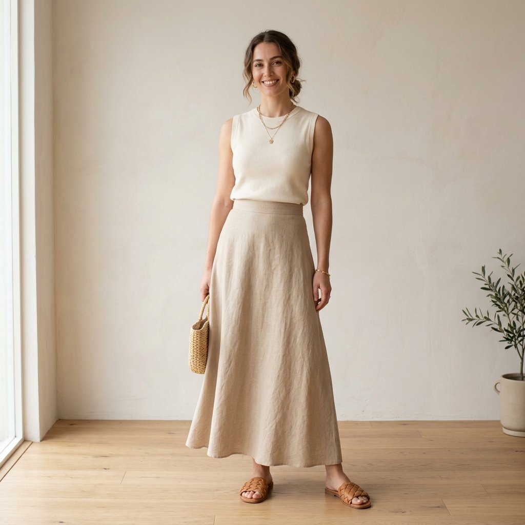 Neutral-Tone Maxi Skirt Outfit Ideas