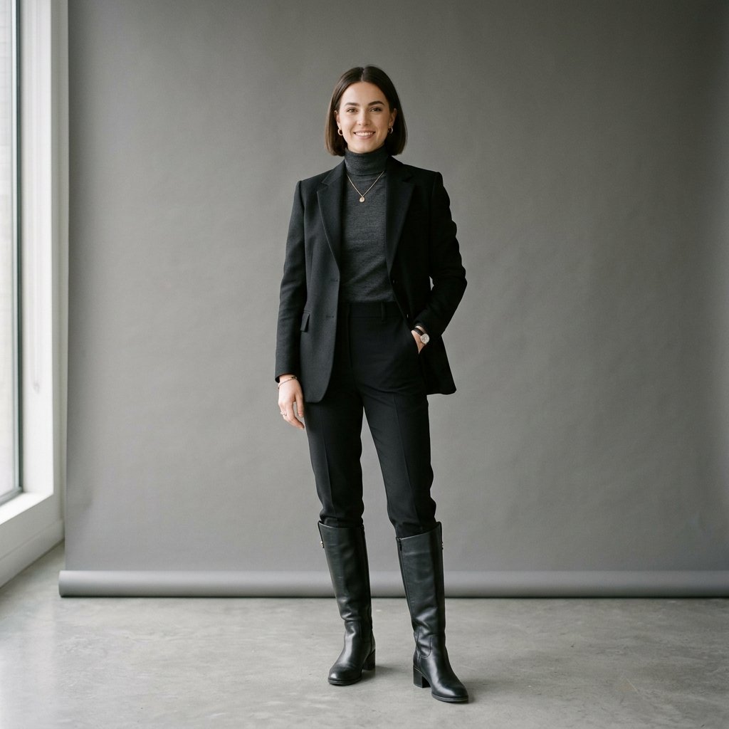 Black Blazer with Boots Ideas