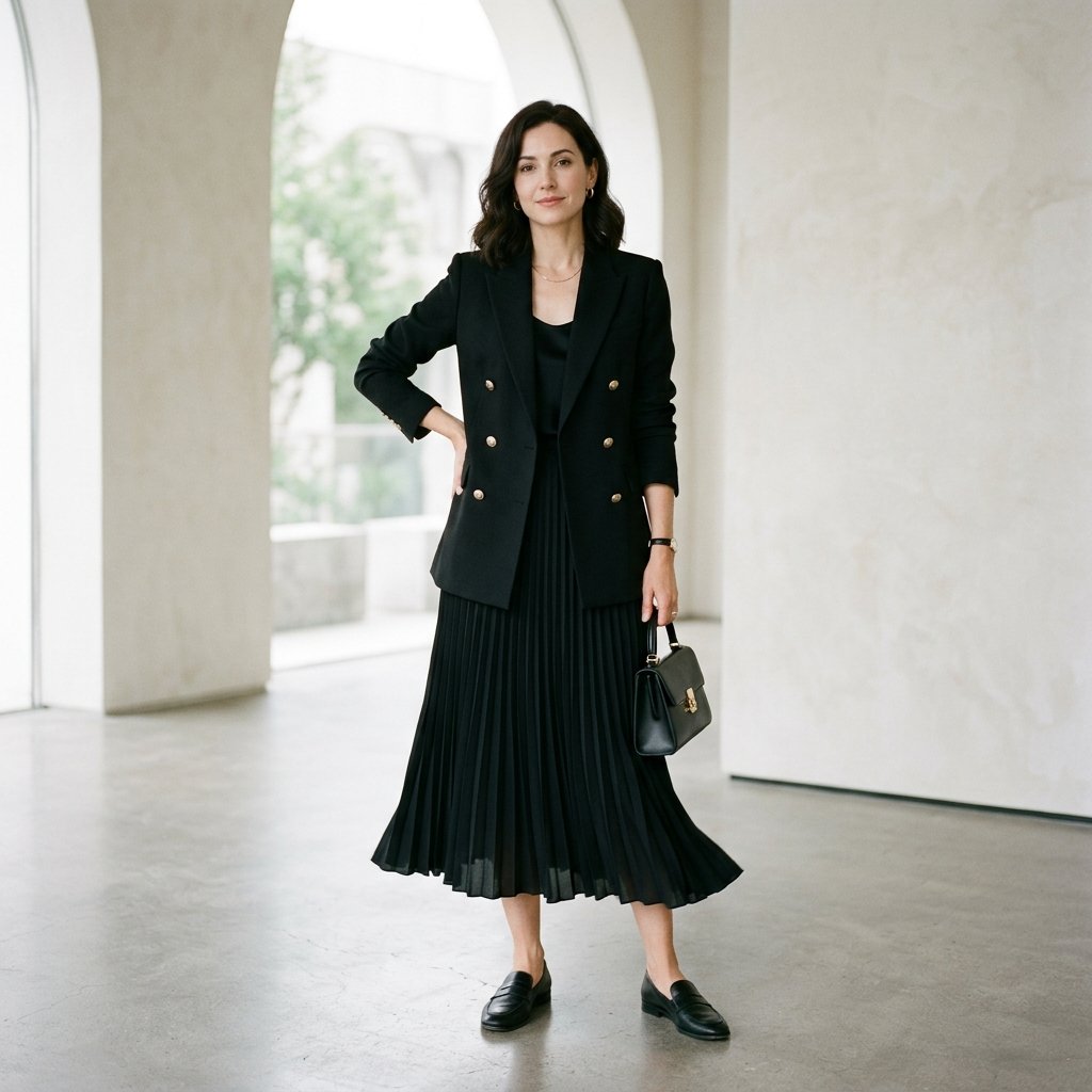 Black Blazer with Skirt Ideas