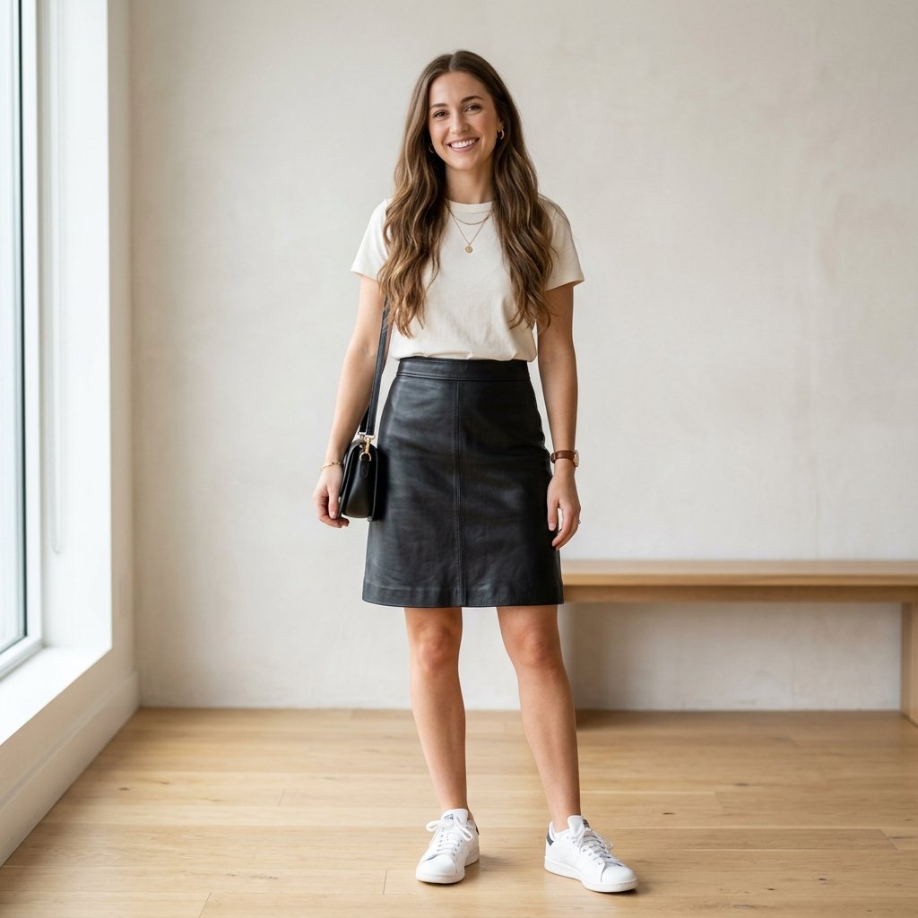 Black Leather Skirt Outfit Ideas