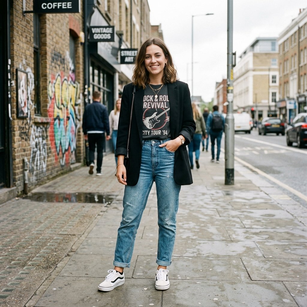 Black Blazer with Graphic Tee Ideas