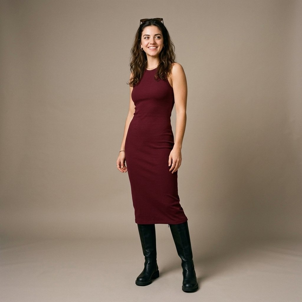 High Boots with Midi Dress Ideas