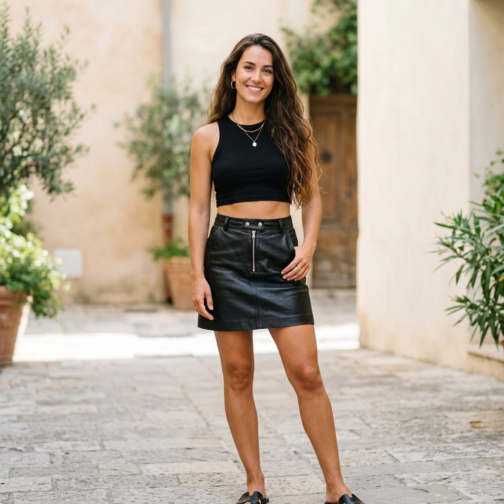 Leather Skirt and Crop Top Ideas