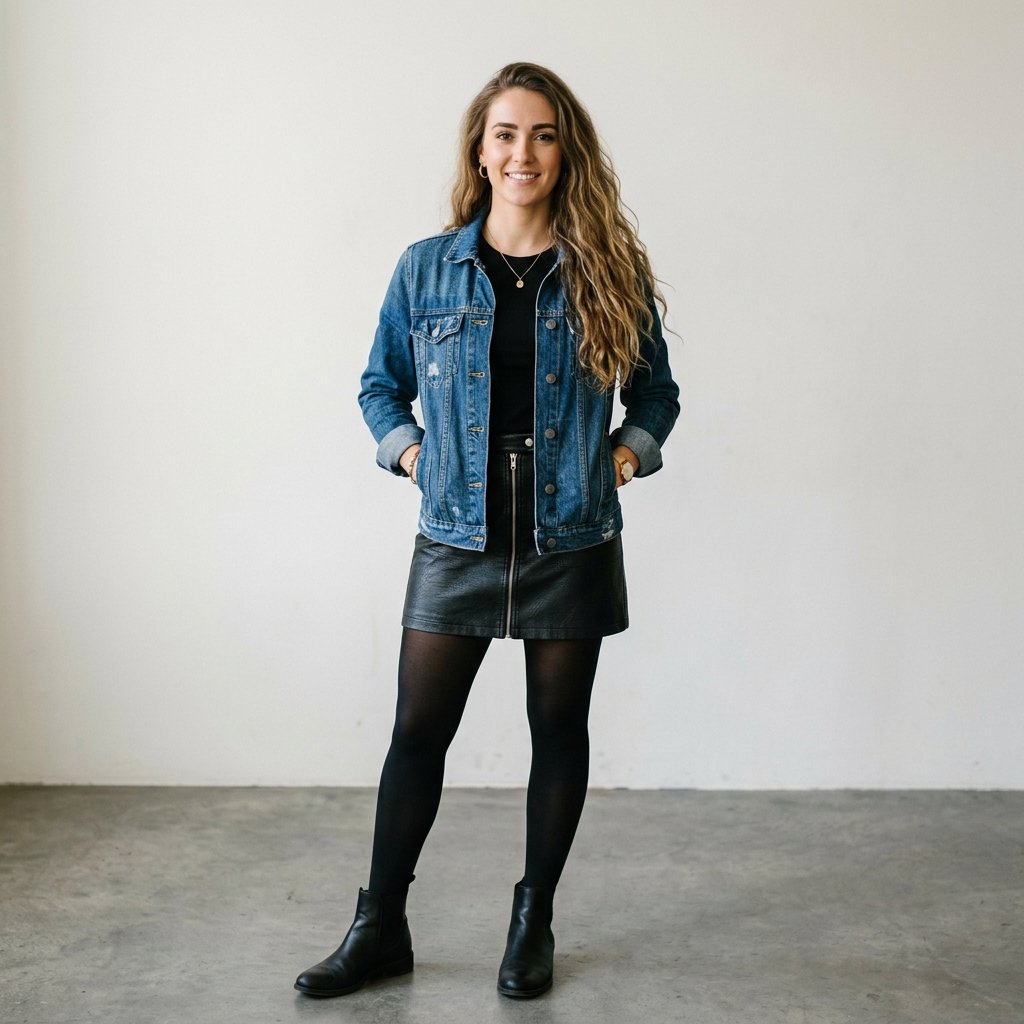 Leather Skirt and Denim Jacket Ideas