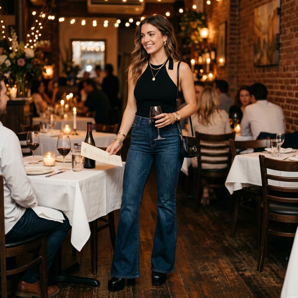 Flare Jeans Outfit Ideas for Date Night