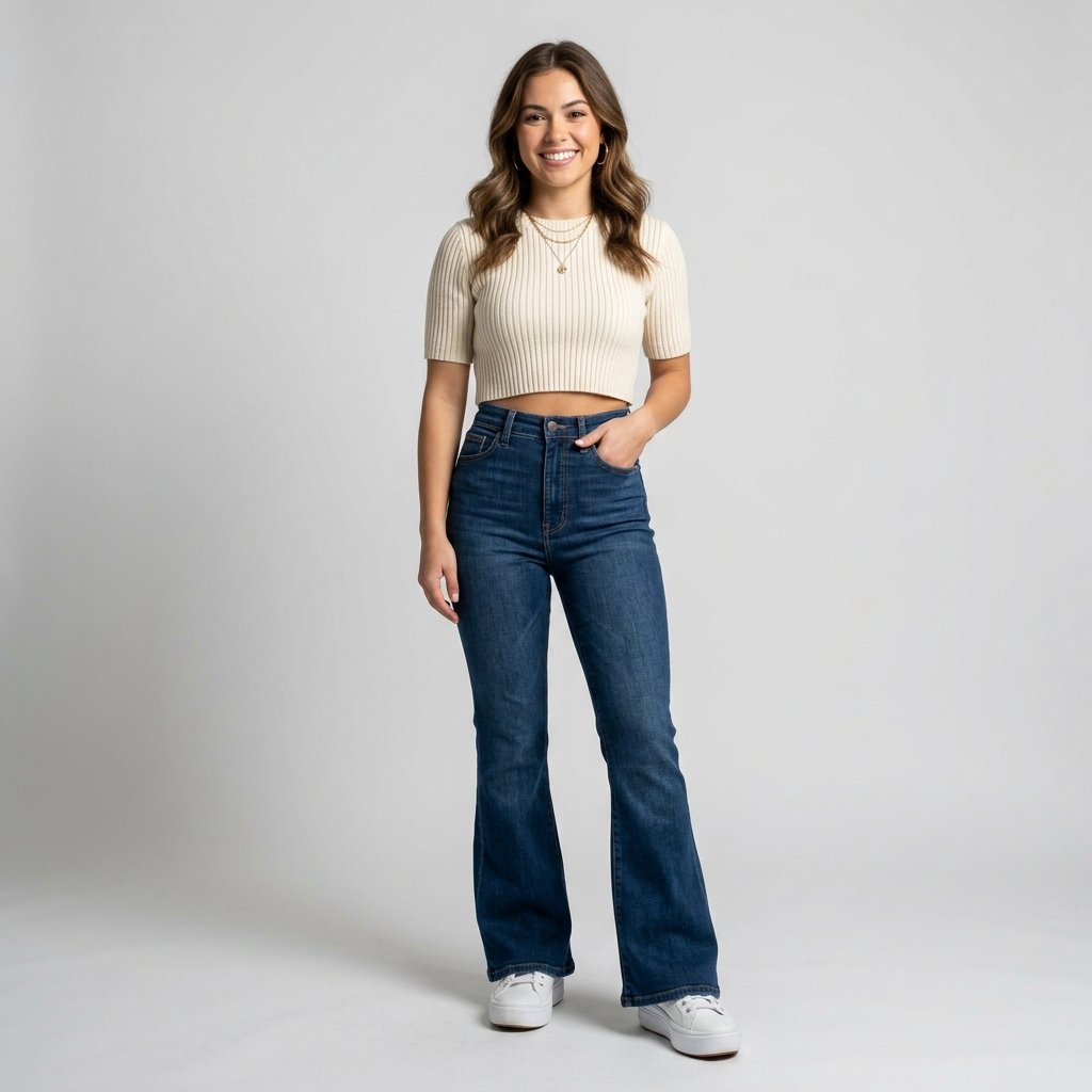 Flare Jeans Outfit for Petite Body Types