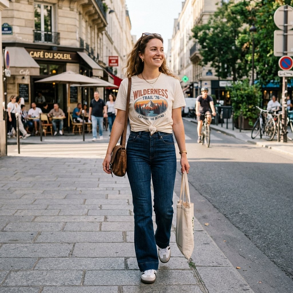 Flare Jeans and Graphic Tee Outfit Ideas
